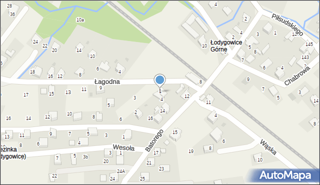 Łodygowice, Łagodna, 1, mapa Łodygowice
