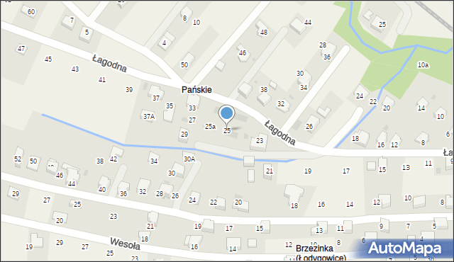 Łodygowice, Łagodna, 25, mapa Łodygowice