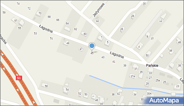 Łodygowice, Łagodna, 45, mapa Łodygowice