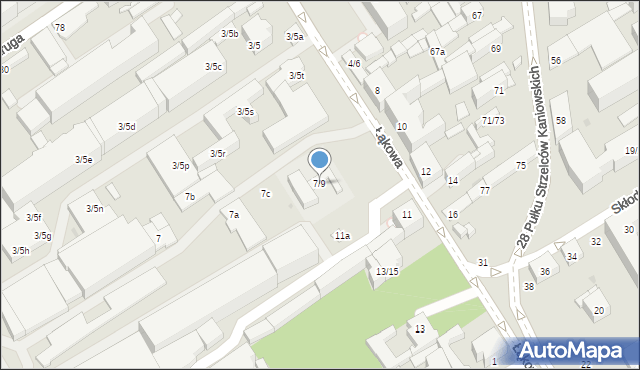 Łódź, Łąkowa, 7/9, mapa Łodzi