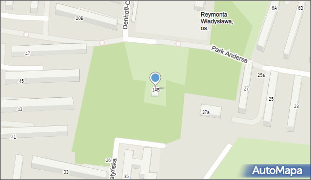 Łódź, Łanowa, 14B, mapa Łodzi