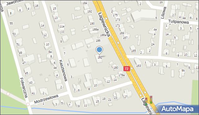 Łódź, Łagiewnicka, 182, mapa Łodzi