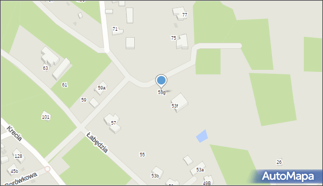 Łódź, Łabędzia, 53g, mapa Łodzi