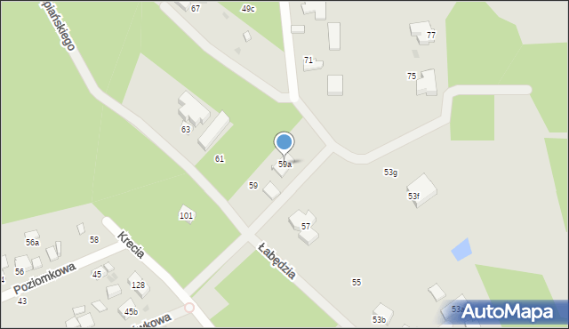 Łódź, Łabędzia, 59a, mapa Łodzi