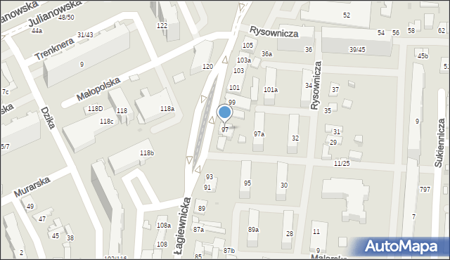 Łódź, Łagiewnicka, 97, mapa Łodzi
