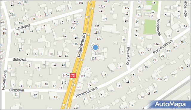 Łódź, Łagiewnicka, 129A, mapa Łodzi