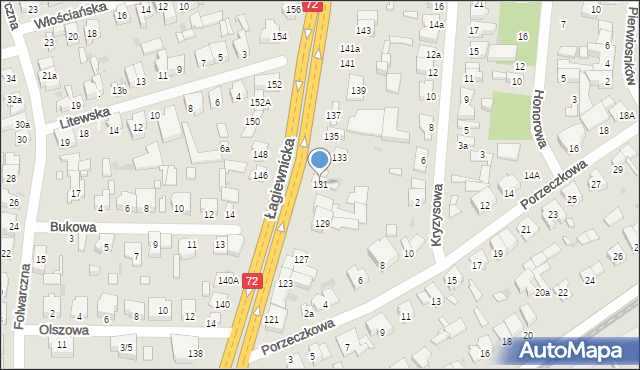 Łódź, Łagiewnicka, 131, mapa Łodzi