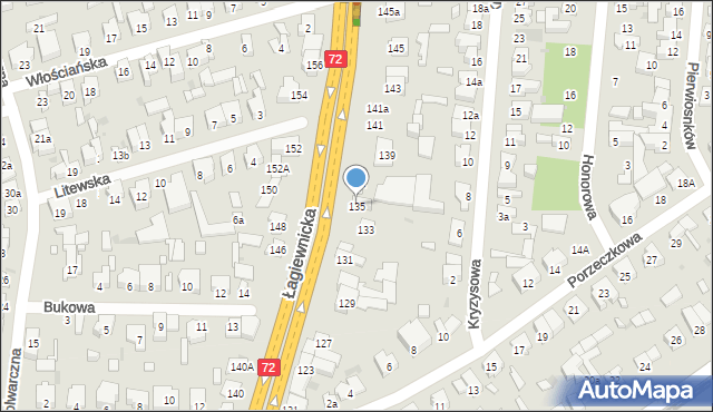 Łódź, Łagiewnicka, 135, mapa Łodzi