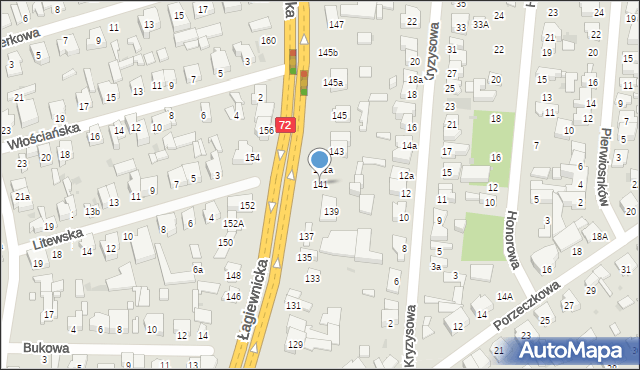 Łódź, Łagiewnicka, 141, mapa Łodzi