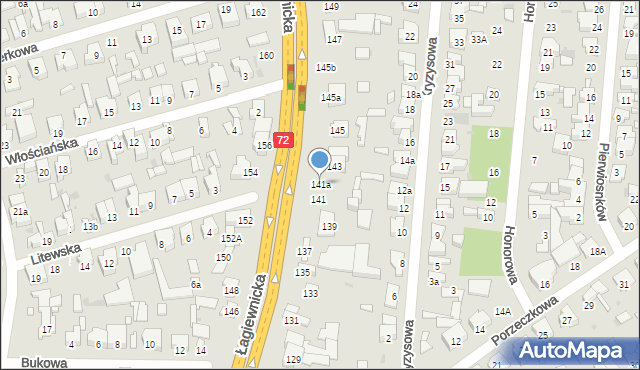 Łódź, Łagiewnicka, 141a, mapa Łodzi
