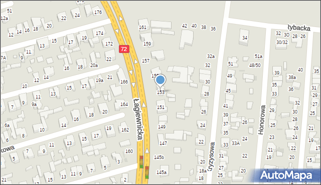 Łódź, Łagiewnicka, 153, mapa Łodzi