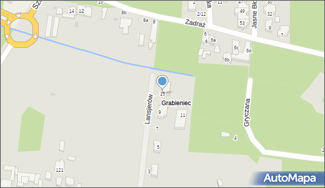 Łódź, Lansjerów, 15, mapa Łodzi