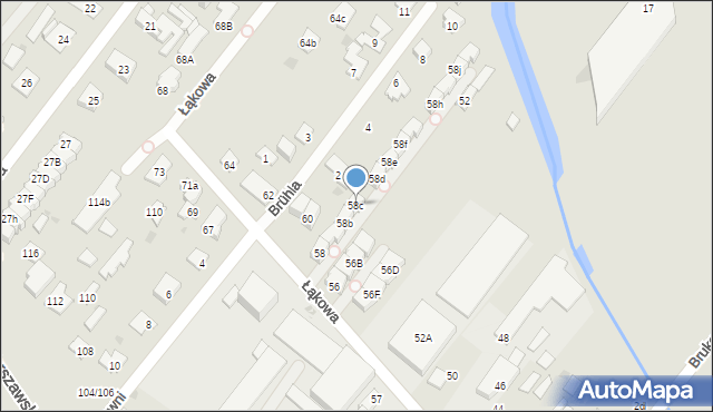 Łomianki, Łąkowa, 58c, mapa Łomianki