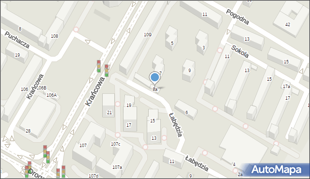 Lublin, Łabędzia, 8a, mapa Lublina