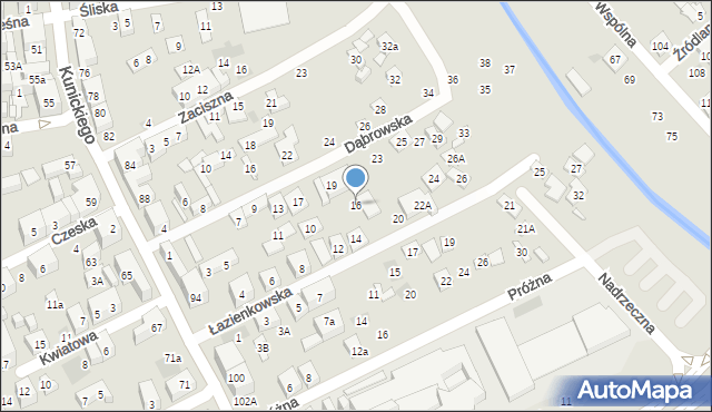 Lublin, Łazienkowska, 16, mapa Lublina