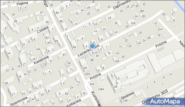 Lublin, Łazienkowska, 3, mapa Lublina