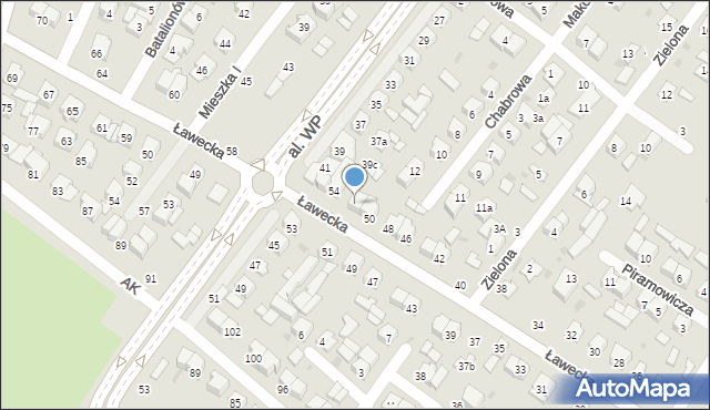Łuków, Ławecka, 52, mapa Łuków