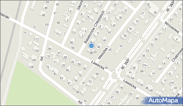 Łuków, Ławecka, 60, mapa Łuków