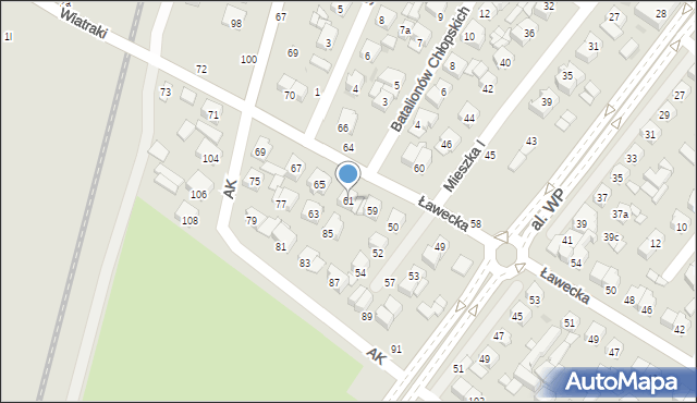 Łuków, Ławecka, 61, mapa Łuków