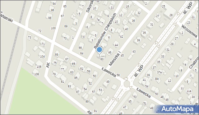 Łuków, Ławecka, 62, mapa Łuków