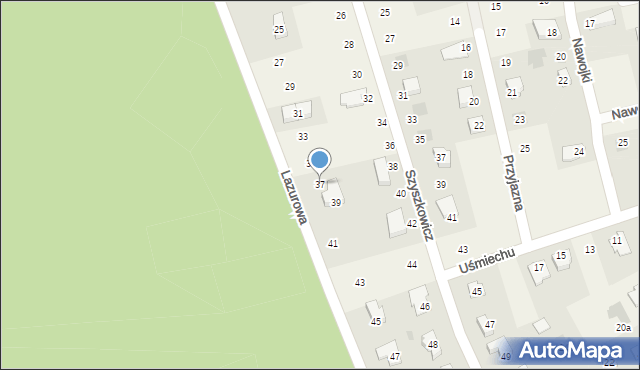 Mętów, Lazurowa, 37, mapa Mętów