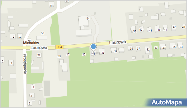 Michałów, Laurowa, 43, mapa Michałów