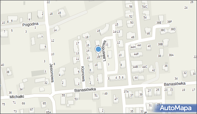 Michałowice, Lawendowa, 18, mapa Michałowice