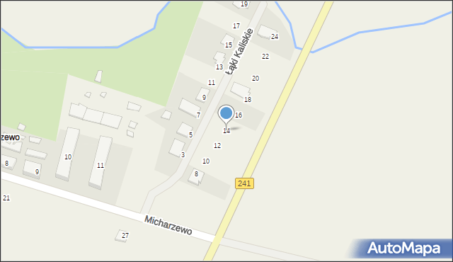 Micharzewo, Łąki Kaliskie, 14, mapa Micharzewo