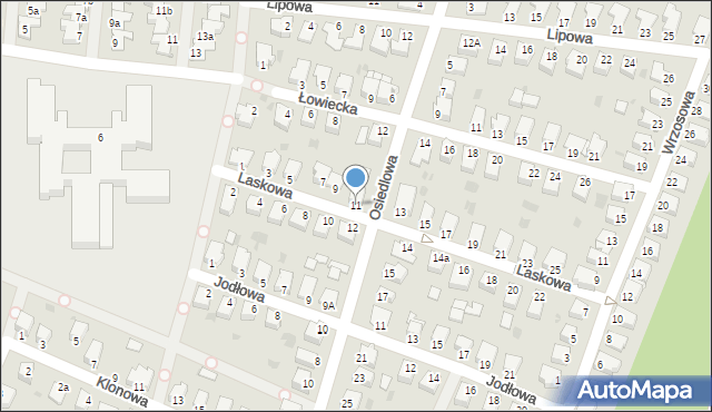 Mielec, Laskowa, 11, mapa Mielca