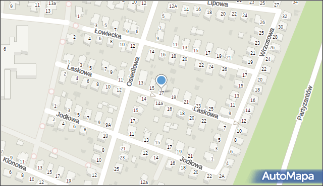 Mielec, Laskowa, 17, mapa Mielca