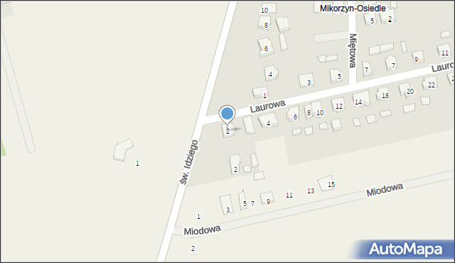 Mikorzyn, Laurowa, 2, mapa Mikorzyn