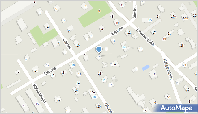 Milanówek, Łączna, 7, mapa Milanówek