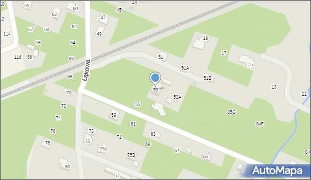 Milanówek, Łąkowa, 53, mapa Milanówek