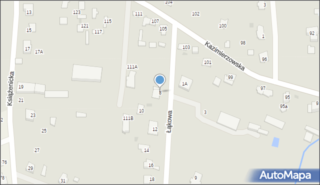 Milanówek, Łąkowa, 8, mapa Milanówek