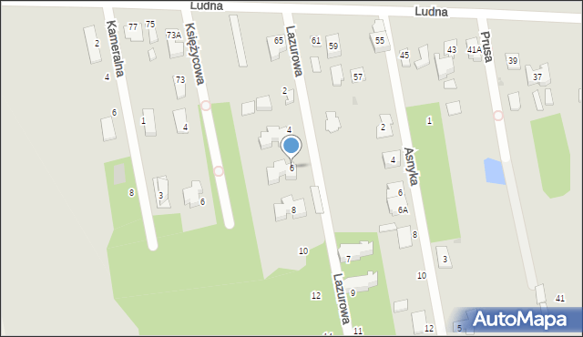 Milanówek, Lazurowa, 6, mapa Milanówek