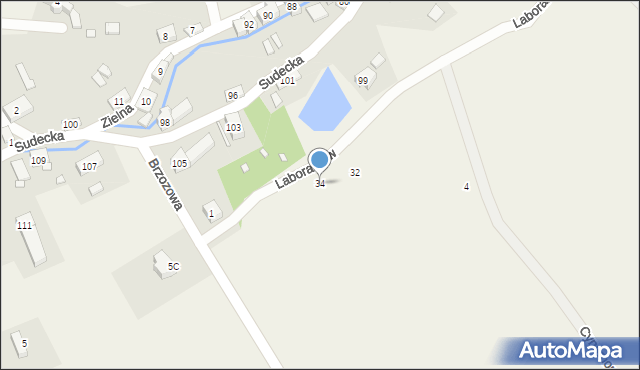 Miłków, Laborantów, 34, mapa Miłków