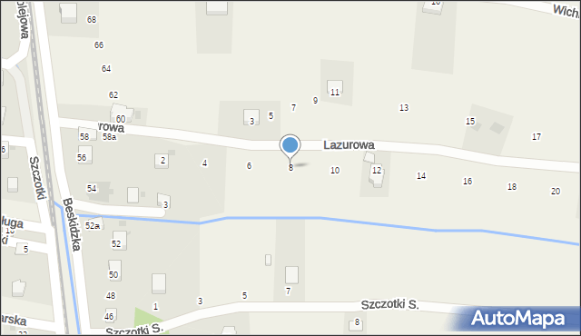 Milówka, Lazurowa, 8, mapa Milówka