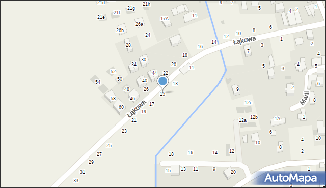 Modlniczka, Łąkowa, 15, mapa Modlniczka