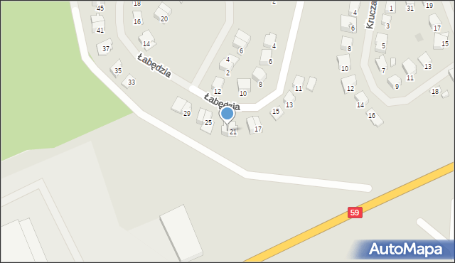 Mrągowo, Łabędzia, 23, mapa Mrągowo