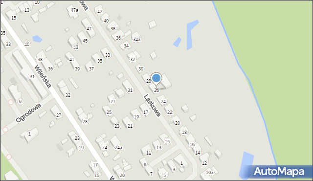 Mrągowo, Laskowa, 26, mapa Mrągowo