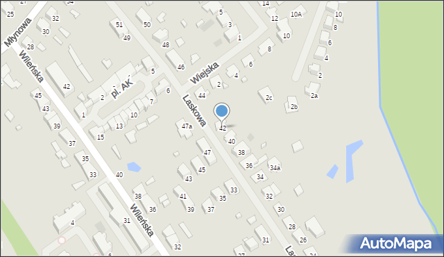 Mrągowo, Laskowa, 42, mapa Mrągowo