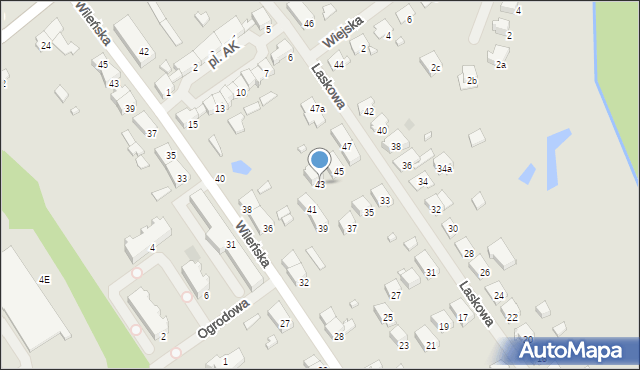 Mrągowo, Laskowa, 43, mapa Mrągowo