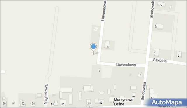 Murzynowo Leśne, Lawendowa, 9, mapa Murzynowo Leśne