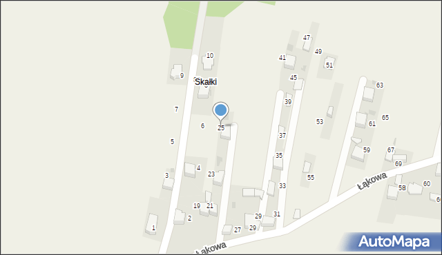 Myślachowice, Łąkowa, 25, mapa Myślachowice