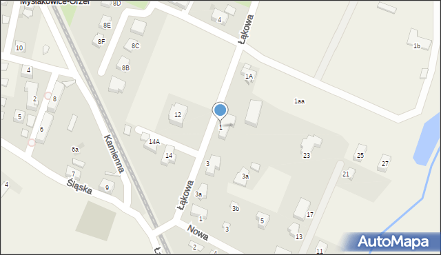 Mysłakowice, Łąkowa, 1, mapa Mysłakowice