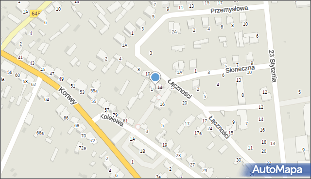 Myszyniec, Łączności, 97, mapa Myszyniec