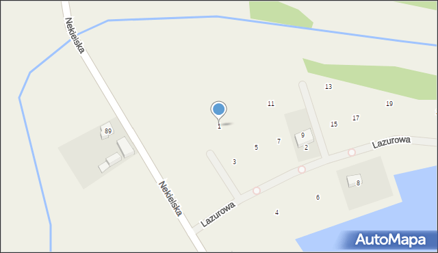 Nekielka, Lazurowa, 1, mapa Nekielka