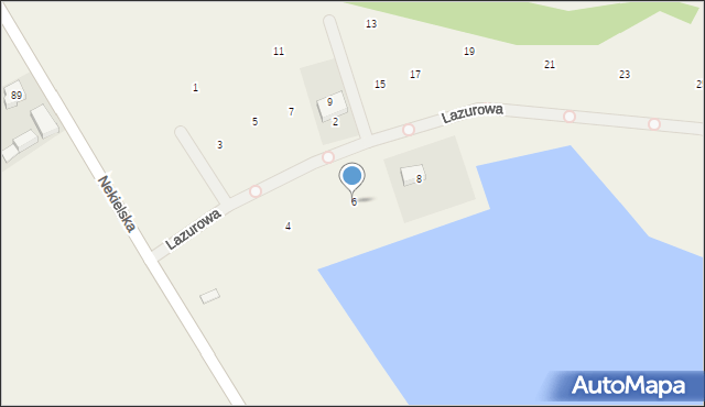Nekielka, Lazurowa, 6, mapa Nekielka