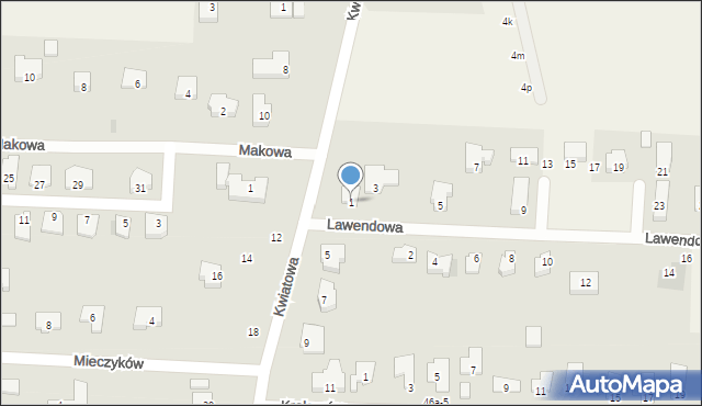 Nowe Bielice, Lawendowa, 1, mapa Nowe Bielice