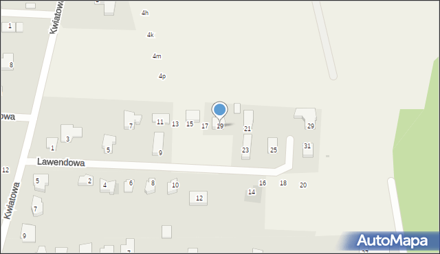 Nowe Bielice, Lawendowa, 19, mapa Nowe Bielice